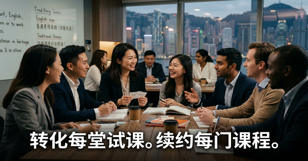 香港语言学校的AI员工：转化每位试课学员，续期每门课程